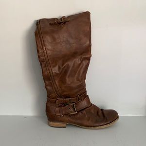 Brown pleather boots